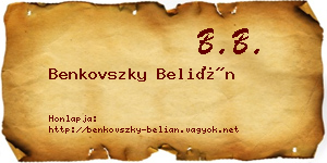 Benkovszky Belián névjegykártya